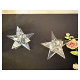 Decorative Set with Pewter Like Plaques, Glass Stars, and Floral Branches