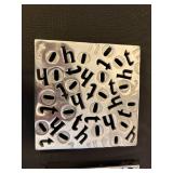 Decorative Set with Pewter Like Plaques, Glass Stars, and Floral Branches