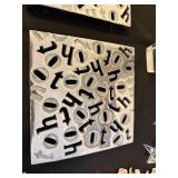 Decorative Set with Pewter Like Plaques, Glass Stars, and Floral Branches