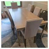 Modern Dining Table with 6 Fabric Chairs
