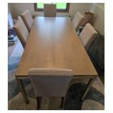 Modern Dining Table with 6 Fabric Chairs