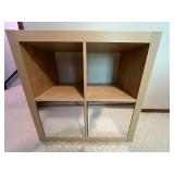 Used Wooden Storage Shelving Unit with Mirrored Doors - contents not inc