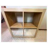 Used Wooden Storage Shelving Unit with Mirrored Doors - contents not inc