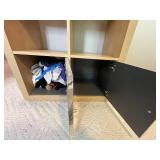 Used Wooden Storage Shelving Unit with Mirrored Doors - contents not inc
