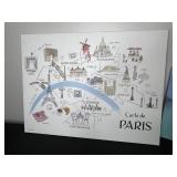 Set of 3 Artworks - Carte de Paris Print, Gray Malin Picture Frame, Seascape Canvas