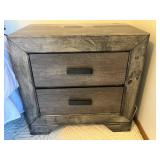 Two-Drawer Rustic Nightstand in Weathered Wood Finish