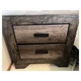 Rustic Two-Drawer Nightstand in Distressed Wood Finish