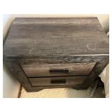 Rustic Two-Drawer Nightstand in Distressed Wood Finish