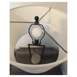 Modern Table Lamp with Cream Shade and Black Base