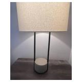 Modern Table Lamp with Cream Shade and Black Base
