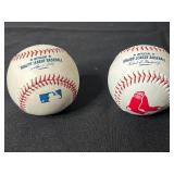 Set of 2 Official Major League Baseballs - Logo & Red Sox