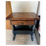 Vintage Wooden Side Table with Drawer and Shelf