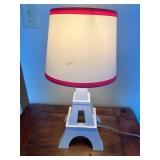 Eiffel Tower Lamp with Pink Trim Shade, 18" Tall