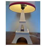 Eiffel Tower Lamp with Pink Trim Shade, 18" Tall