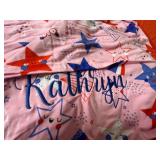 Collection of Baby Blankets (one personalized Kathryn), Clorox Toilet Wand Kit, and Tote Bag