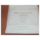 5 Pack Zip Pillow Protector, 100% Cotton Queen  White