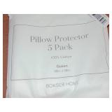 5 Pack Zip Pillow Protector, 100% Cotton Queen  White