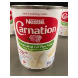 TRLY - Lot of 12 Nestle Carnation Evaporated Fat Free Milk Cans - Best by 07/23/24