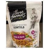 KS 3 - 6-Pack of Three Farmers Crunchy Roasted Lentils - Garlic & Herb Flavor