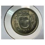 1968 Switzerland 5 Franc