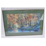 Framed River Landscape Wall Art