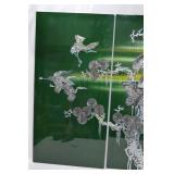 Vintage Set of Four-Panel Green Lacquer Artwork