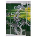 Vintage Set of Four-Panel Green Lacquer Artwork