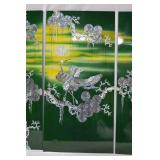 Vintage Set of Four-Panel Green Lacquer Artwork