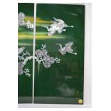 Vintage Set of Four-Panel Green Lacquer Artwork