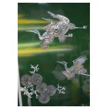 Vintage Set of Four-Panel Green Lacquer Artwork