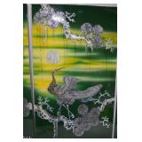 Vintage Set of Four-Panel Green Lacquer Artwork