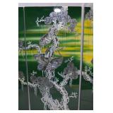 Vintage Set of Four-Panel Green Lacquer Artwork