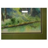Hand-Painted Watercolor Painting of Woods 1974, Signed
