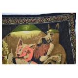 Vintage Wall Tapestry of Dogs Playing Pool 1970s