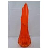 Vintage Orange Viking Swung Ribbed Vase
