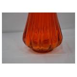 Vintage Orange Viking Swung Ribbed Vase