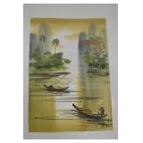 Lot of 12 Vietnamese Silk Paintings