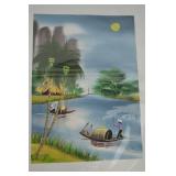 Lot of 12 Vietnamese Silk Paintings