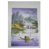 Lot of 12 Vietnamese Silk Paintings