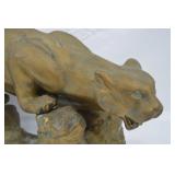 Ceramic Gold & Teal Crouching Mountain Lion