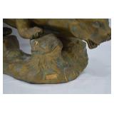 Ceramic Gold & Teal Crouching Mountain Lion