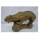 Ceramic Gold & Teal Crouching Mountain Lion