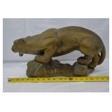 Ceramic Gold & Teal Crouching Mountain Lion