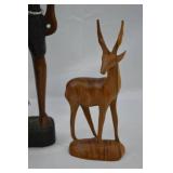 Hand-Carved African Warrior & African Elk