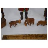 Wooden African Animals and Traditionally Dressed Dolls