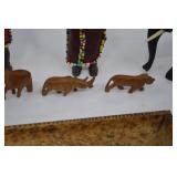 Wooden African Animals and Traditionally Dressed Dolls