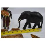 Wooden African Animals and Traditionally Dressed Dolls