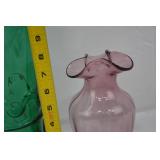 Vintage Rossini Empoli Glass Genie Decanter & Hand Blown Vase