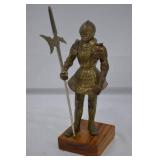 Brass Medieval Knight in Full Plate Armor with Halberd