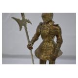 Brass Medieval Knight in Full Plate Armor with Halberd